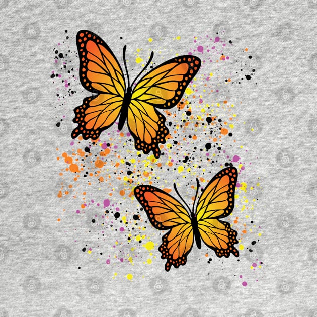 Beautiful Butterflies with Colorful Splatters by Designs by Darrin